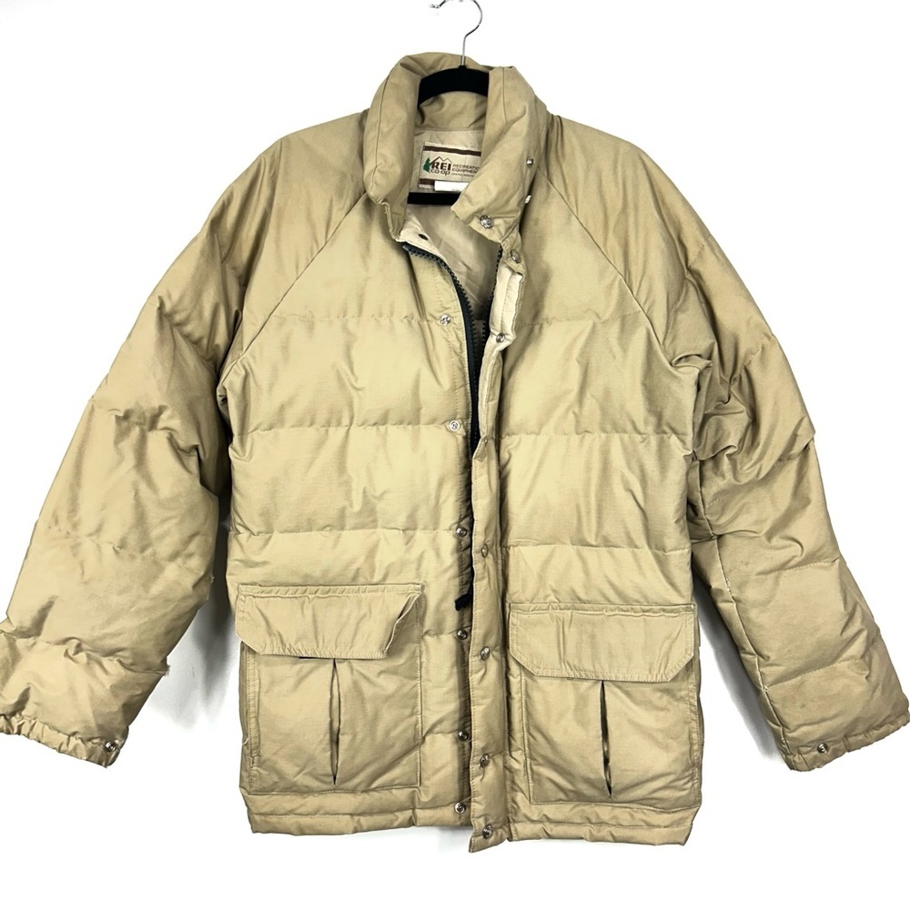 REI VINTAGE tan goose down puffer coat